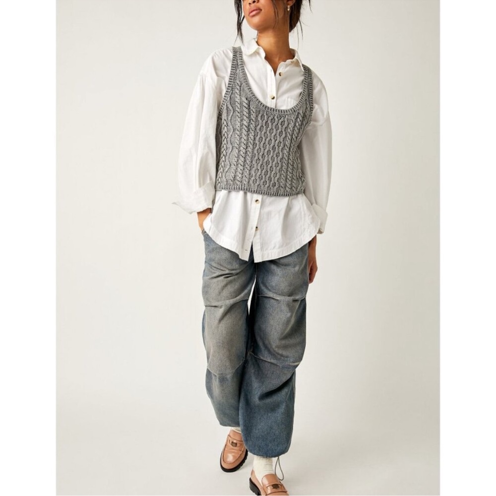 NWT Free People High Tide Cable-Knit Tank Top XL
